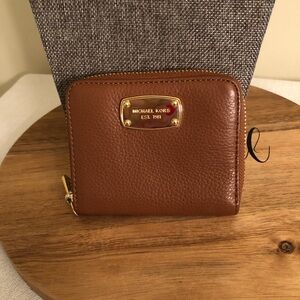 Michael Kors Brown Leather Key & Card Holder with Textured Finish